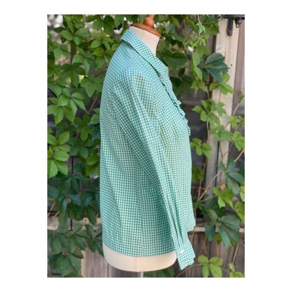 1960s Gingham Shirt Ruffles Western Cottagecore - Picture 4 of 13